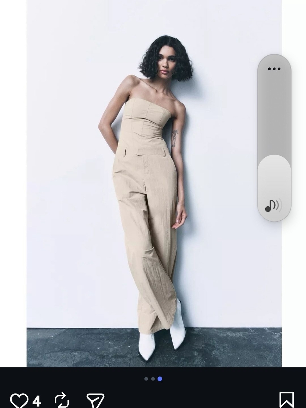 Zara Neutral Strapless Wide-Leg Jumpsuit - Light Beige - Picture 2 of 6